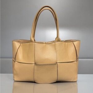 Bottega Veneta Napa Maxi Intrecciato Medium Arco Tote Almond